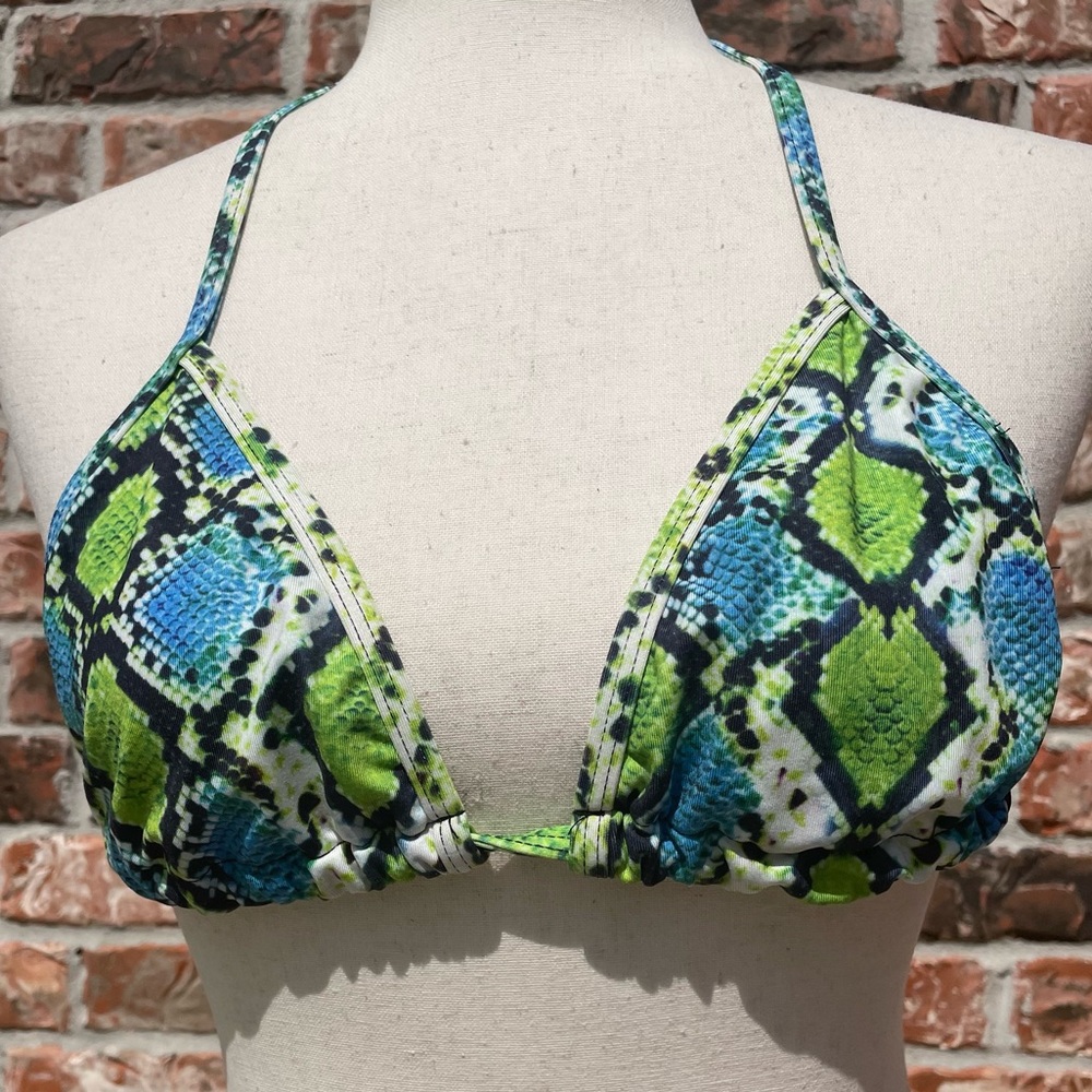 PrettyLittleThing blue & green snakeskin bikini top / 4 / Excellent condition